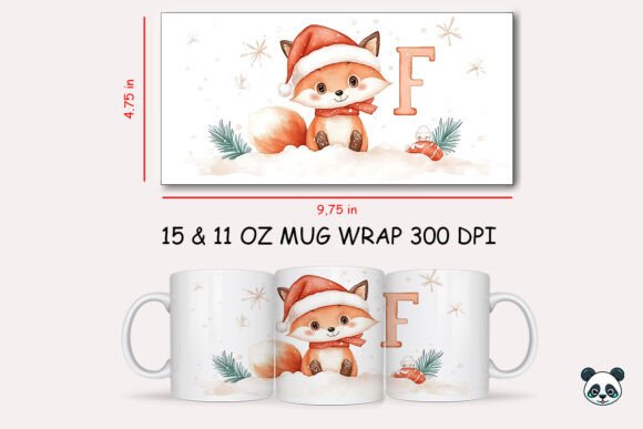 Christmas Baby Letter F Fox Mug Wrap
