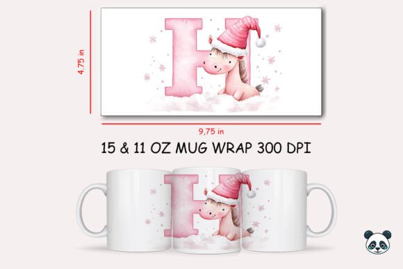 Christmas Baby Letter H Horse Mug Wrap