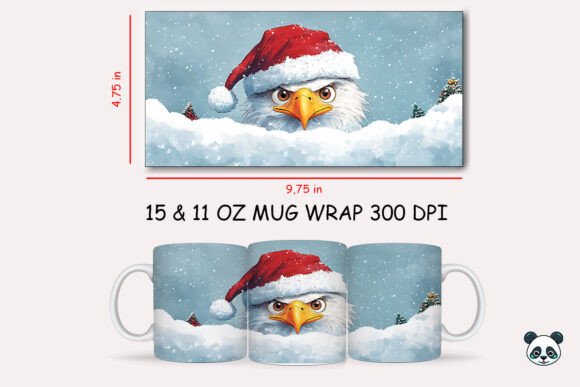 Christmas Bald Eagle Mug Wrap 1 Design