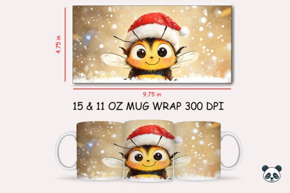 Christmas Bee Mug Wrap: Festive Sublimation Design