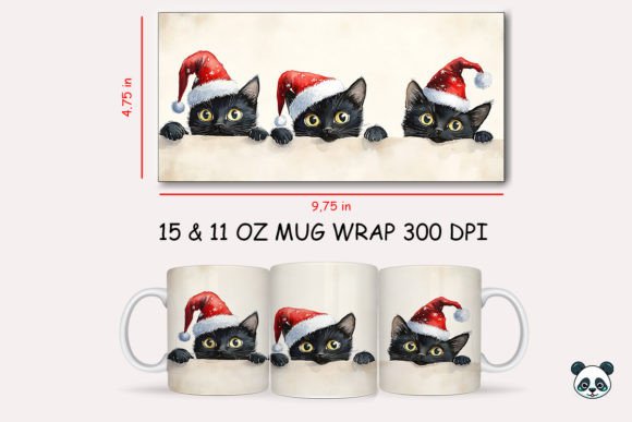 Christmas Black Cats Peak a Boo Mug Wrap: Elevating Holiday Sublimation Designs