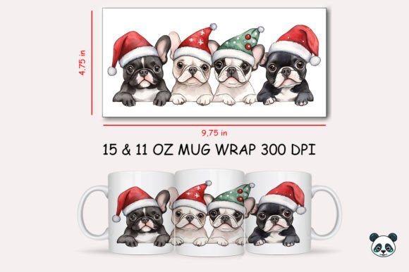 Christmas Bulldog Mug Wrap 2: Festive Sublimation Design