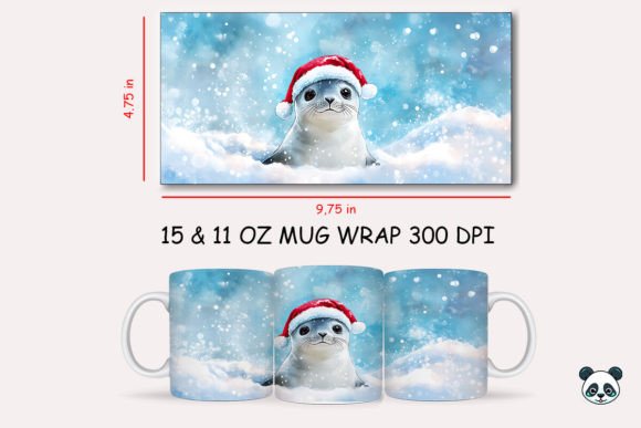 Christmas Harp Seal Mug Wrap 2 Design Guide