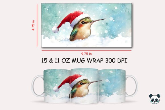 Christmas Hummingbird Mug Wrap 1