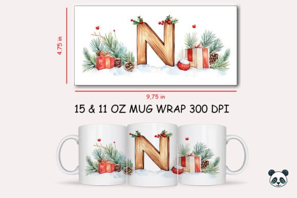 Christmas Letter N Mug Wrap Sublimation Guide