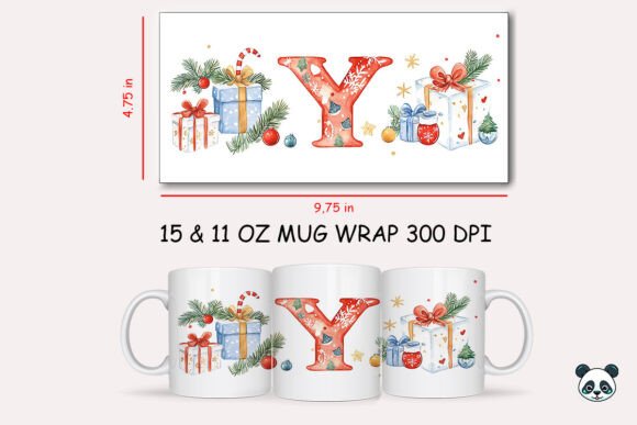 Christmas Letter Y Mug Wrap Sublimation Guide