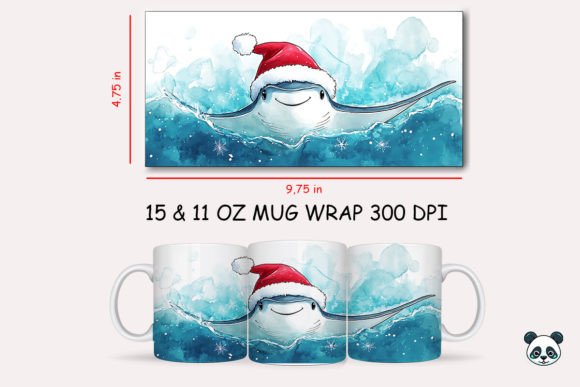 Christmas Manta Ray Mug Wrap 1 Design