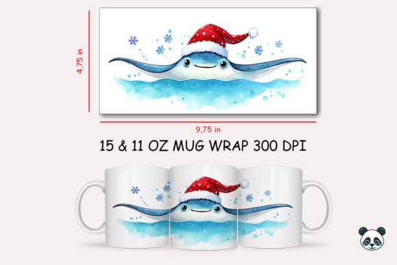 Christmas Manta Ray Mug Wrap: Elevating Holiday Sublimation with Unique 3D Designs