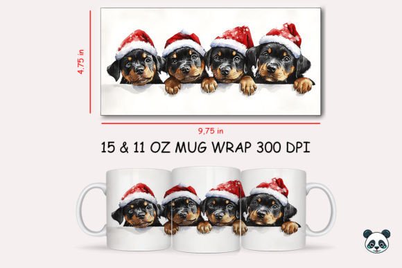 Christmas Rottweiler Mug Wrap 2: Elevating Holiday Sublimation with Precision Design