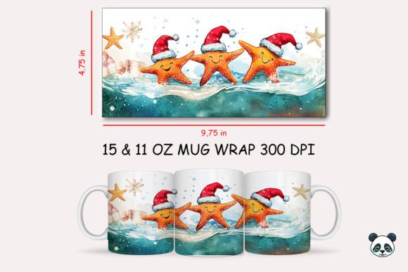 Christmas Starfish Mug Wrap 1 Design Guide