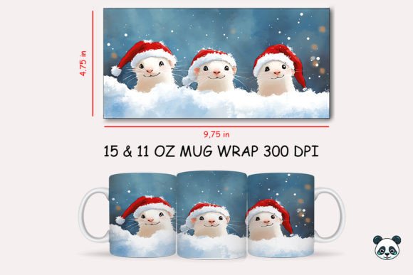 Christmas White Weasel Mug Wrap Guide