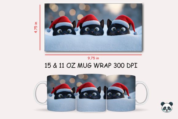 Creating Festive Magic with the 3D Christmas Black Cats Mug Wrap