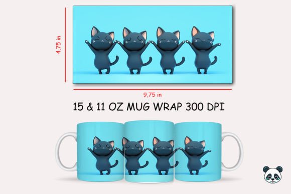 Cute Black Cat Yoga 3D Mug Wrap Design Guide