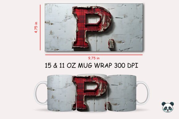 Elevate Your Sublimation Projects with the Red Plaid 3D Letter P Mug Wrap