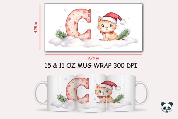 Elevating Holiday Gifting with the Christmas Baby Letter C with Cat Mug Wrap 1