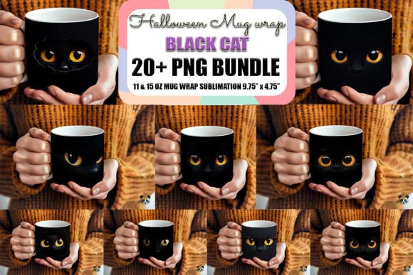 Elevating Sublimation Projects with the Halloween Black Cat 3D Mug Wrap Bundle