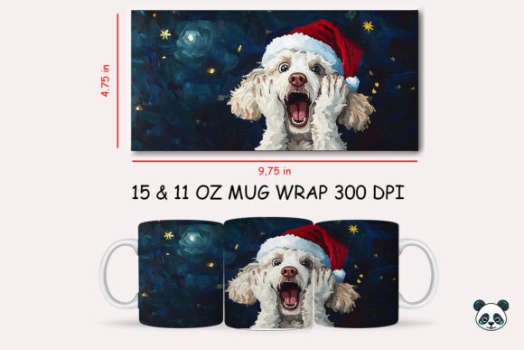 Funny Christmas Poodle Scream Mug Wrap