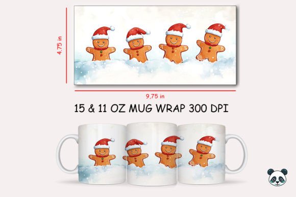 Gingerbread Mans Peak a Boo Mug Wrap: A Festive 3D Sublimation Design for Holiday Mugs