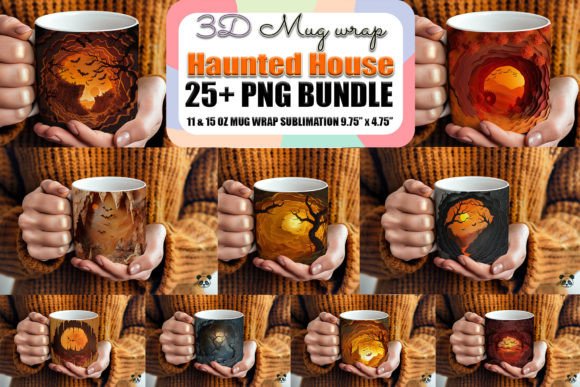 Haunted House 3D Mug Wrap Bundle
