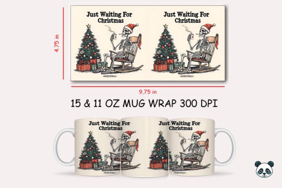 Just Waiting for Christmas Skeleton Mug Wrap