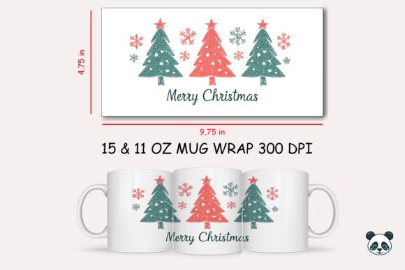 Merry Christmas Tree Mug Wrap Sublimation Design Guide