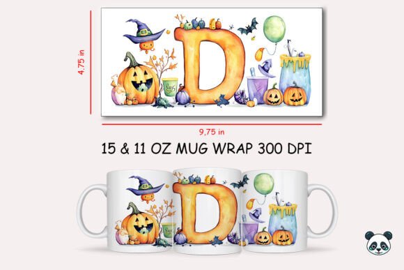 Strategic Branding with Halloween Letter D Mug Wrap Sublimation 2