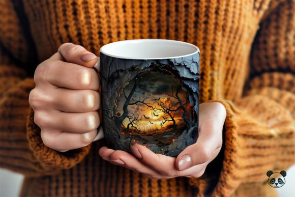 Transforming Ordinary Mugs with Halloween Landscape 3D Mug Wrap Designs